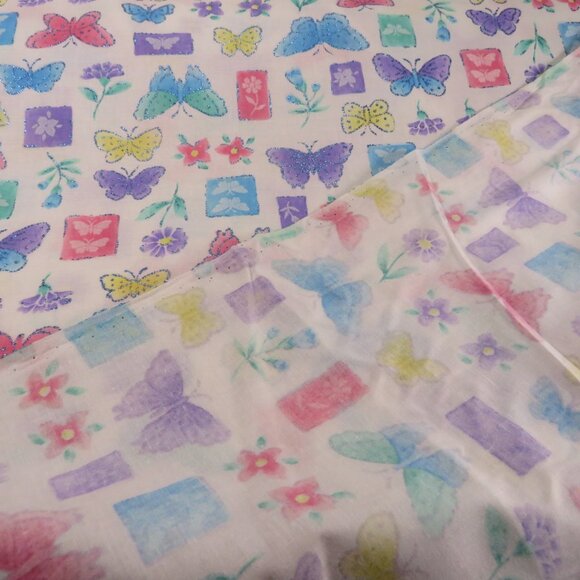 Fabric SPRING FLING GLITTERED 100% cotton Butterflies 8.5 yards 45" wide - Picture 3 of 9
